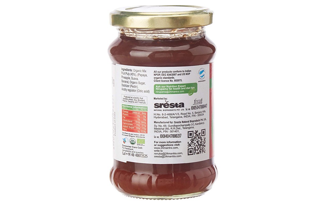 24 Mantra Organic Mixed Fruit Jam    Glass Jar  350 grams